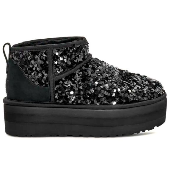 Ugg Ultra Mini Chunky Sequin platform boots black sequins size 8US ✨ - Picture 6 of 9